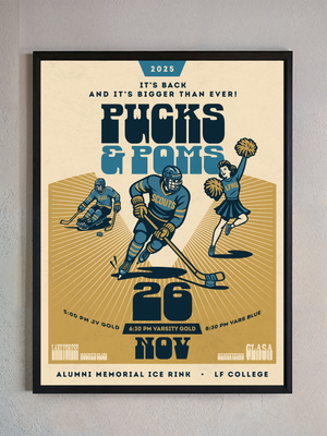 Pucks & Poms Classic Vintage Poster Art - $50 DONATED TO GLASA PER POSTER SOLD!